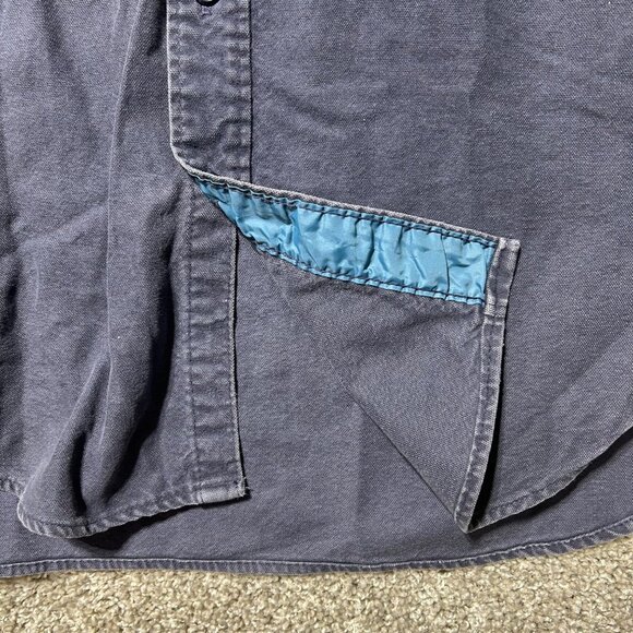 Woolrich Vintage Mens Sz M Distressed Long Sleeve Navy Button-Up Shirt - Picture 4 of 9